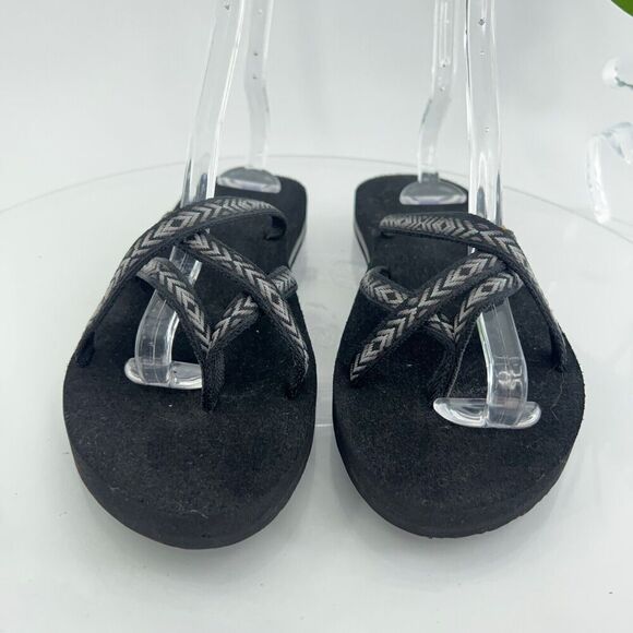 Teva Women's Olowahu Sandal Size 10 Thong Slide Flip Flop Black Tan Comfy - Picture 5 of 13